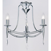 Stylish and modern ceiling light fitting in a polished chrome finish decorated with crystal droplets