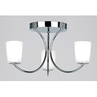 Contemporary and elegant halogen ceiling light in a polished chrome finish with opal glass shades. S