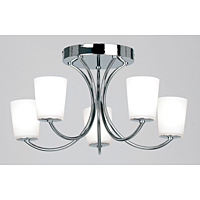 Contemporary and elegant halogen ceiling light in a polished chrome finish with opal glass shades. S