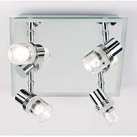 Modern ceiling bathroom spot light fitting in a polished chrome finish with mirrored centre-plate. I