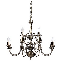 Solid antique brass fitting with candle bulbs which can be covered by a selection of glass shades wh
