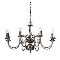Solid antique brass fitting with candle bulbs which can be covered by a selection of glass shades wh