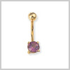 18 Carat Gold Amethyst Set Navel Bar