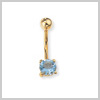 18 Carat Gold Aquamarine Set Navel Bar