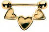 18 Carat Gold Heart To Heart Nipple Barbell Add On