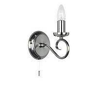 Traditional antique silver wall fitting with a candle bulb which can be covered by a selection of gl