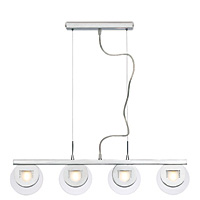 Contemporary and stylish adjustable ceiling pendant light fitting with polished chrome trim and crys