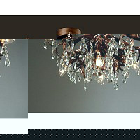 This bronze ceiling chandelier has a intricate floral design with clear crystal droplets.Bulb type -