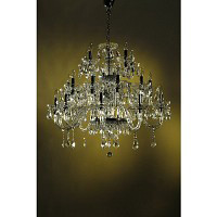 This is a stunning large full clear crystal chandelier with black chrome trim which would make any r