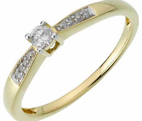 Unbranded 18ct Gold 0.1ct Diamond Solitaire Ring