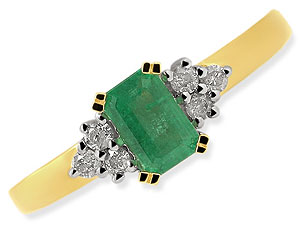 Unbranded 18ct Gold Emerald and Diamond Cluster Ring 043404-J