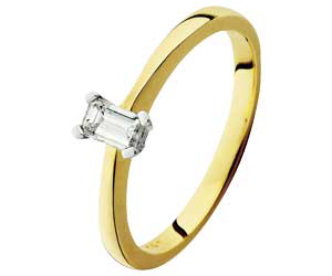 Unbranded 18ct Gold Emerald Cut Diamond Ring