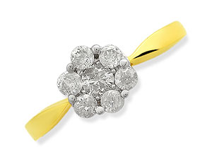 `Stunning 18ct gold diamond cluster ring, with seven diamonds (1/2ct total diamond weight) which are