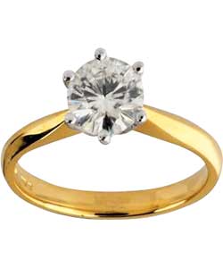Unbranded 18ct Gold Moissanite Solitaire 1ct eq Ring -