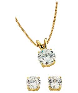 Unbranded 18ct Gold Plated Silver Pendant and Earrings Set