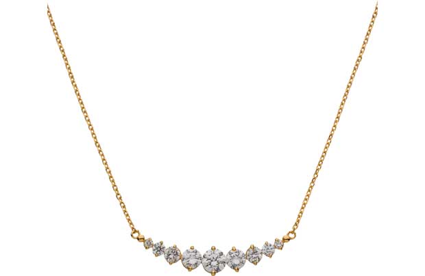 This 18ct Gold Plated Sterling Silver 9 CZ Stone Necklet is a stylish and elegant piece of jewellery. The gold plated belcher chain is capped off with a beautifully sparkly set of Cubic Zirconia stones. Perfect for every day use or as a centrepiece t