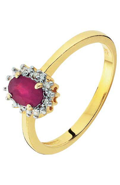 Unbranded 18ct Gold Plated Sterling Silver Oval Ruby and