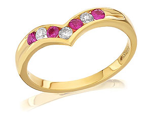 Unbranded 18ct Gold Ruby and Diamond Wishbone Ring 044874-K