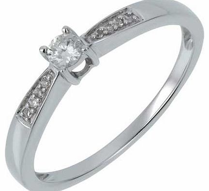 Unbranded 18ct White Gold 0.1ct Diamond Solitaire Ring