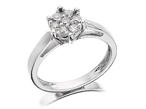 Unbranded 18ct White Gold and Diamond Daisy Cluster Ring - 1/4ct 040704-R