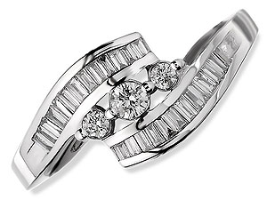 Unbranded 18ct White Gold and Trilogy Diamond Crossover Ring 040729