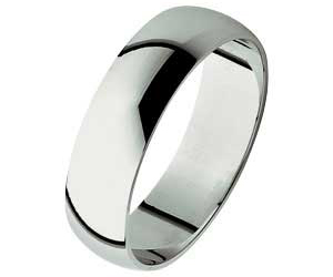 Unbranded 18ct White Gold D-Shape Wedding Ring - 6mm