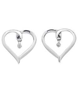 18ct White Gold Diamond Heart and Stud Earrings