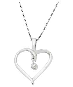 18ct White Gold Diamond Heart Pendant