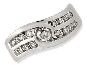 `A ring with just that little bit extra - a brilliant cut diamond is at its centre leading to the tw
