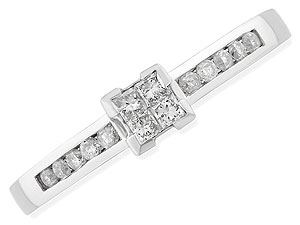 Unbranded 18ct White Gold Invisible Set Diamond Ring 041305-J