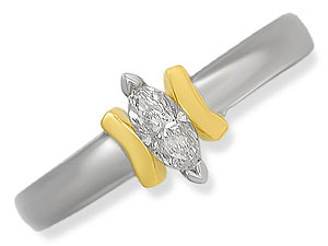 Unbranded 18ct White Gold Marquise Diamond Ring with Yellow Gold Contrast Shoulders 040745-J