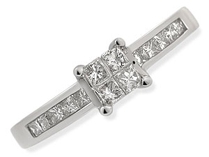 Unbranded 18ct White Gold Princess Cut Diamond Ring 041349-J