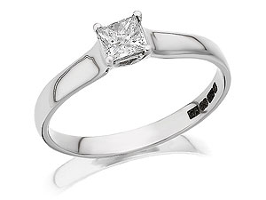 Unbranded 18ct White Gold Princess Cut Solitaire Diamond Ring 040757-J