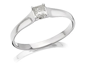 Unbranded 18ct White Gold Princess Cut Solitaire Diamond Ring 040763-J