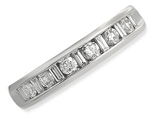 Unbranded 18ct White Gold Round Brilliant and Baguette-Cut Diamond Half Eternity Ring 041380-J