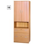(19) 2 Filing draws- 1 open Shelf- 3 Shelf Cupboard