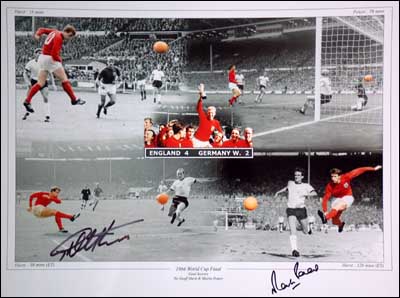 Unbranded 1966 spot colour print - The Goals - Signed by Hurst and Peters