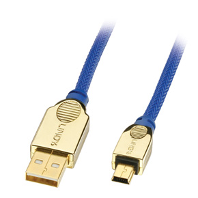 1m Premium Gold USB Cable  Type A to Mini-B