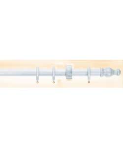 Solid wood white pole.Complete with 3 brackets, 24 pole rings and fittings.Extends from 120 to 210cm
