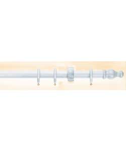 Solid wood white pole.Complete with 3 brackets, 24 pole rings and fittings.Extends from 120 to 210cm
