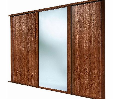 Unbranded 2 Door Sliding Wardrobe Doors Walnut / Mirror
