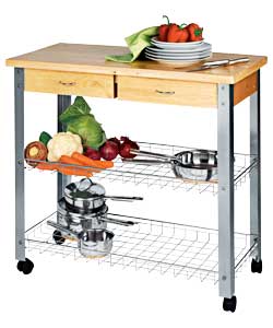 Unbranded 2 Draw Kitchen Trolley with Mesh Shelves