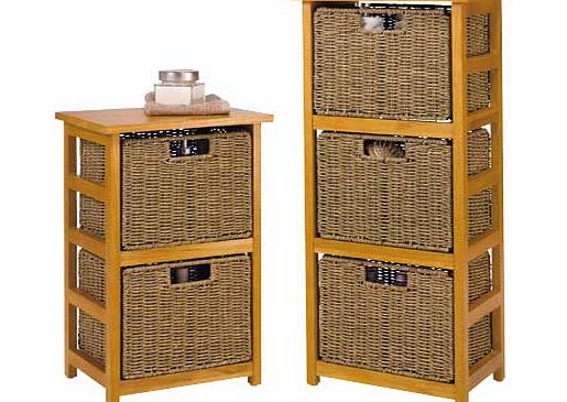 Unbranded 2 Drawer and 3 Drawer Storage Units - Natural