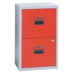 2 Drawer Filing Cabinet-Red/Grey