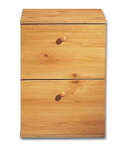 2 Drawer Pine Effect Filing Cabinet
