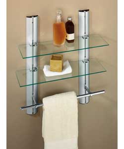 2 Glass Shelving Unit with Towel Rail