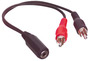 2 phono plug to 3.5mm stereo jack socket lead