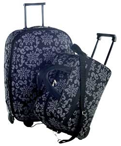 Unbranded 2 piece Black Brocade Luggage Set