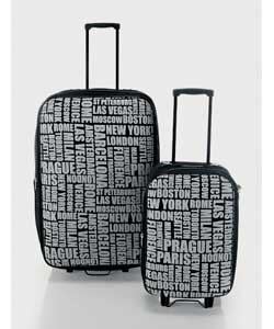 2 Piece City Print Luggage Set