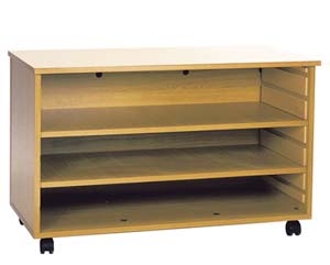 Versatile mobile storage unit designed to store and display educational equipment and books